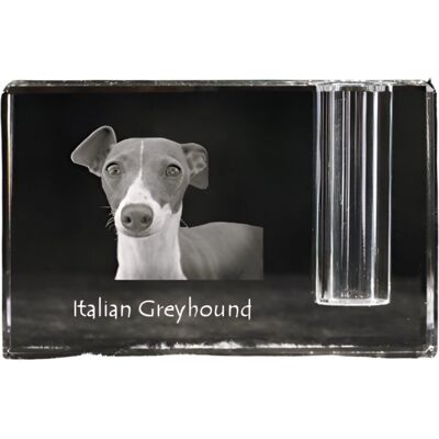 Charcik włoski, Italian Greyhound - stojak na długopis, kryształowy organizer ze zdjęciem psa, unikatowa ozdoba biurka marki Art-Dog Charcik włoski, Italian Greyhound - stojak na długopis, kryształowy organizer ze zdjęciem psa, unikatowa ozdoba biurka marki Art-Dog
