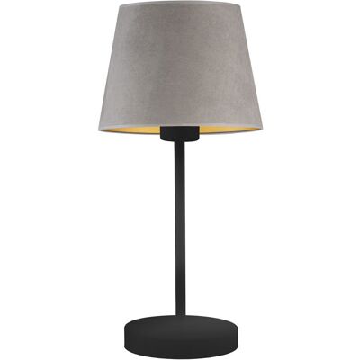 LYSNE Czarna Lampa Stołowa Z Miękkim Abażurem Siena Velur, Szary Ze Złotym Wnętrzem LYSNE Czarna Lampa Stołowa Z Miękkim Abażurem Siena Velur, Szary Ze Złotym Wnętrzem