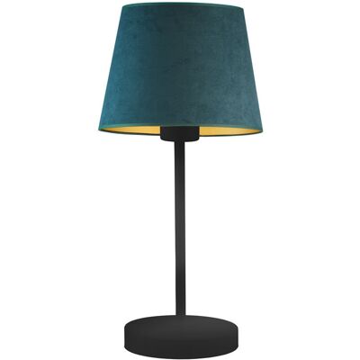LYSNE Czarna Lampa Stołowa Z Miękkim Abażurem Siena Velur, Zieleń Butelkowa Ze Złotym Wnętrzem LYSNE Czarna Lampa Stołowa Z Miękkim Abażurem Siena Velur, Zieleń Butelkowa Ze Złotym Wnętrzem
