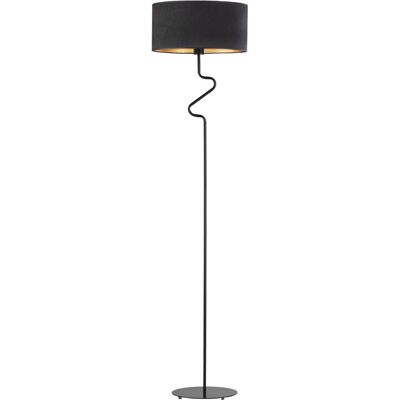LYSNE Czarna, Metalowa Lampa Podłogowa Z Abażurem W Stylu Glamour Moroni Velur E27, Czarny Ze Złotym Wnętrzem LYSNE Czarna, Metalowa Lampa Podłogowa Z Abażurem W Stylu Glamour Moroni Velur E27, Czarny Ze Złotym Wnętrzem