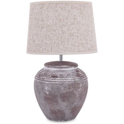 ART Dekoracyjna Szara Lampa Stołowa z Kloszem Lampka Nocna Stołowa z Abażurem ART Dekoracyjna Szara Lampa Stołowa z Kloszem Lampka Nocna Stołowa z Abażurem