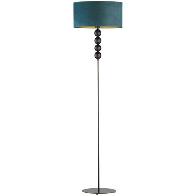 LYSNE Designerska Czarna Lampa Podłogowa Z Welurowym Kloszem Do Salonu Bermudy Velur, Zieleń Butelkowa Ze Złotym Wnętrzem LYSNE Designerska Czarna Lampa Podłogowa Z Welurowym Kloszem Do Salonu Bermudy Velur, Zieleń Butelkowa Ze Złotym Wnętrzem