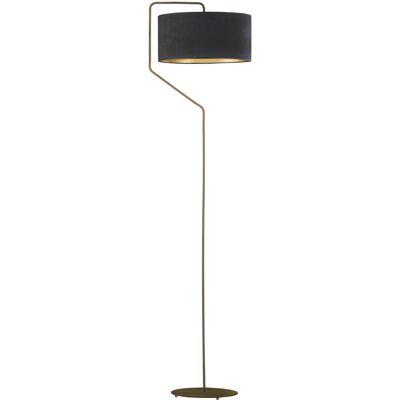 Designerska lampa podłogowa do pokoju dziennego, Lysne, Tesallia Velur, Czarny ze złotym wnętrzem Designerska lampa podłogowa do pokoju dziennego, Lysne, Tesallia Velur, Czarny ze złotym wnętrzem