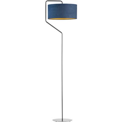 Designerska lampa podłogowa w stylu vintage, Lysne, Tesallia Velur, E27, Granatowy ze złotym wnętrzem Designerska lampa podłogowa w stylu vintage, Lysne, Tesallia Velur, E27, Granatowy ze złotym wnętrzem