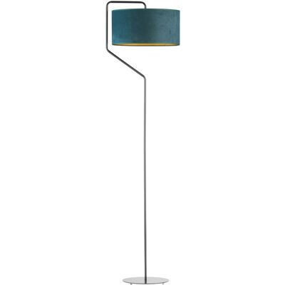 Designerska lampa podłogowa w stylu vintage, Lysne, Tesallia Velur, E27, Zieleń butelkowa ze złotym wnętrzem Designerska lampa podłogowa w stylu vintage, Lysne, Tesallia Velur, E27, Zieleń butelkowa ze złotym wnętrzem