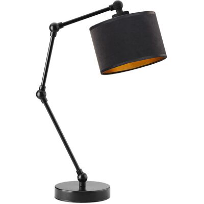LYSNE Designerska Lampka Nocna Z Welurowym Kloszem Asmara Velur, Czarny Ze Złotym Wnętrzem LYSNE Designerska Lampka Nocna Z Welurowym Kloszem Asmara Velur, Czarny Ze Złotym Wnętrzem
