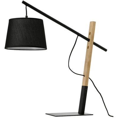 Drewniana lampa stołowa GARDA AZ5644 Azzardo abażur metal czarny Drewniana lampa stołowa GARDA AZ5644 Azzardo abażur metal czarny