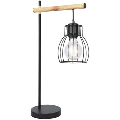 Druciana LAMPKA biurkowa BERNITA 41-80059 Candellux stojąca LAMPA stołowa metalowa czarna drewno Druciana LAMPKA biurkowa BERNITA 41-80059 Candellux stojąca LAMPA stołowa metalowa czarna drewno