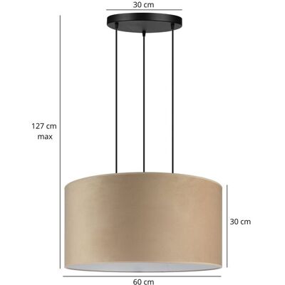 Inny producent Duża lampa wisząca z abażurem XL 60 cm welurowym cappuccino Inny producent Duża lampa wisząca z abażurem XL 60 cm welurowym cappuccino