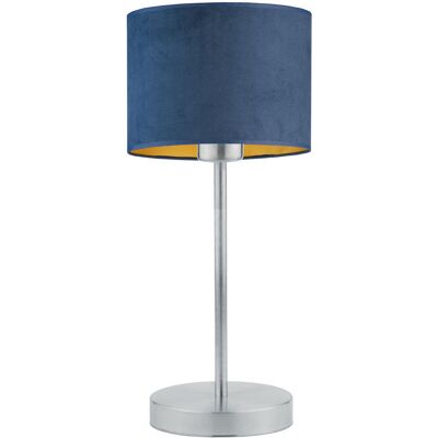 LYSNE Elegancka Lampka Nocna Z Welurowym Kloszem Nicea Velur, Granatowy Ze Złotym Wnętrzem LYSNE Elegancka Lampka Nocna Z Welurowym Kloszem Nicea Velur, Granatowy Ze Złotym Wnętrzem