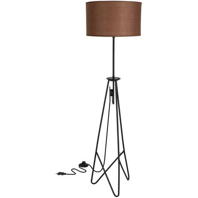 Candellux Lighting FLOAT LAMPA PODŁOGOWA CZARNA 1X60W E27 ABAŻUR TIMBER CIEMNY Candellux Lighting FLOAT LAMPA PODŁOGOWA CZARNA 1X60W E27 ABAŻUR TIMBER CIEMNY