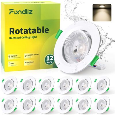 Inny producent Fondiiz reflektorki wpuszczane LED 230 V, 5 W 12 sztuk Inny producent Fondiiz reflektorki wpuszczane LED 230 V, 5 W 12 sztuk