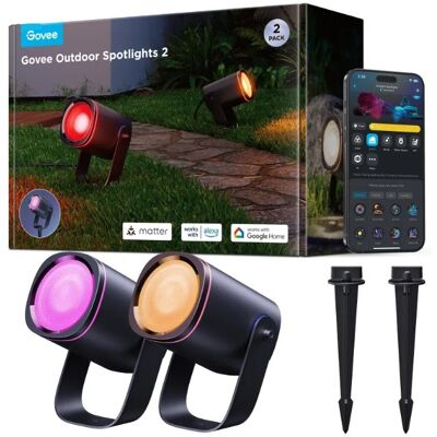 Govee Zewnętrzne reflektory - Zestaw 2 inteligentnych LED Govee Zewnętrzne reflektory - Zestaw 2 inteligentnych LED