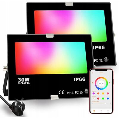Inny producent HALOGEN RGB LED IP66 2 SZTUKI 30W 2700K BLUETOOTH APLIKACJA 3000L HALOGENY Inny producent HALOGEN RGB LED IP66 2 SZTUKI 30W 2700K BLUETOOTH APLIKACJA 3000L HALOGENY
