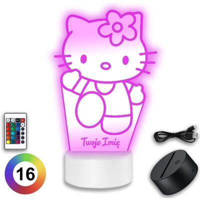 Koala Wood Hello Kitty Lampka Nocna Led Dla Dziewczynki Na pilot USB Biurkowa Lampki Koala Wood Hello Kitty Lampka Nocna Led Dla Dziewczynki Na pilot USB Biurkowa Lampki