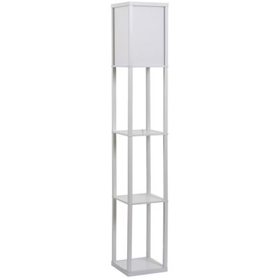 HOMCOM lampa stojąca podłogowa z 3 półkami oświetlenie wewnętrzne E27 do 40 W do salonu/sypialni MDF jakości E1, akryl biały 26 x 26 x 160 cm HOMCOM lampa stojąca podłogowa z 3 półkami oświetlenie wewnętrzne E27 do 40 W do salonu/sypialni MDF jakości E1, akryl biały 26 x 26 x 160 cm