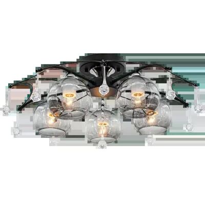 Mdeco Jadalniana lampa sufitowa 1985/5 BL 8C nad stół chrom czarna Mdeco Jadalniana lampa sufitowa 1985/5 BL 8C nad stół chrom czarna