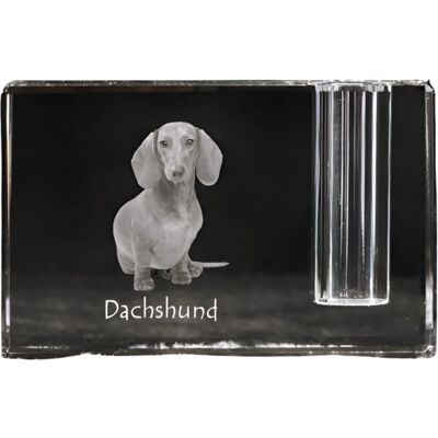 Jamnik - stojak na długopis, kryształowy organizer ze zdjęciem psa, unikatowa ozdoba biurka marki Art-Dog Jamnik - stojak na długopis, kryształowy organizer ze zdjęciem psa, unikatowa ozdoba biurka marki Art-Dog