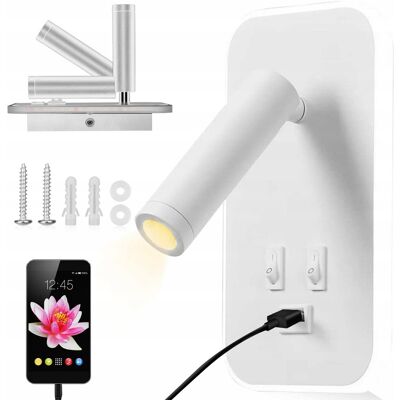 Inny producent KIEYEENO Lampa Ścienna LED 3W+9W z USB Do Sypialni i Salonu Inny producent KIEYEENO Lampa Ścienna LED 3W+9W z USB Do Sypialni i Salonu