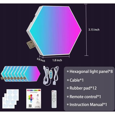 Inny producent KIMIMARA PANELE ŚCIENNE LED ŚWIATŁA 8 SZTUK LAMPA ŚCIENNA, DO GIER Inny producent KIMIMARA PANELE ŚCIENNE LED ŚWIATŁA 8 SZTUK LAMPA ŚCIENNA, DO GIER