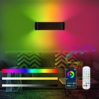 Inny producent Kinkiet Lampa ścienna LED RGB 12W PILOT APLIKACJA Czarna 30cm - KLIGHTEN Inny producent Kinkiet Lampa ścienna LED RGB 12W PILOT APLIKACJA Czarna 30cm - KLIGHTEN