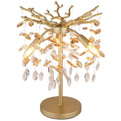 GLOBO Kryształowa nocna lampka Queena 64138TG glamour bursztynowa złota GLOBO Kryształowa nocna lampka Queena 64138TG glamour bursztynowa złota
