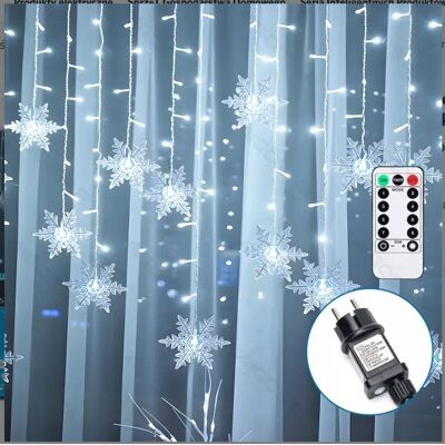 Aigostar KURTYNA ŚWIETLNA 60LED lampki świąteczne PŁATKI IP44 girlanda 3x0,7m ZIMNA Aigostar KURTYNA ŚWIETLNA 60LED lampki świąteczne PŁATKI IP44 girlanda 3x0,7m ZIMNA