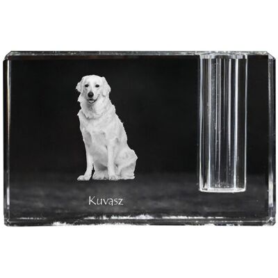 Kuvasz - stojak na długopis, kryształowy organizer ze zdjęciem psa, unikatowa ozdoba biurka marki Art-Dog Kuvasz - stojak na długopis, kryształowy organizer ze zdjęciem psa, unikatowa ozdoba biurka marki Art-Dog