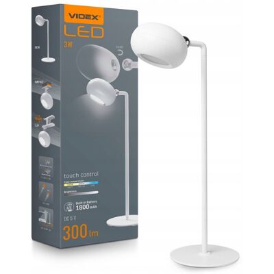 Ładowalna lampka biurkowa LED VIDEX 3w1 biała 300lm akumulator 1800mAh Ładowalna lampka biurkowa LED VIDEX 3w1 biała 300lm akumulator 1800mAh