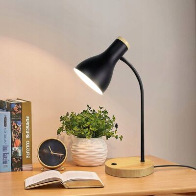 Inny producent LALISU Lampa Stołowa LED Drewniana Regulowane Ramię Czarna Inny producent LALISU Lampa Stołowa LED Drewniana Regulowane Ramię Czarna