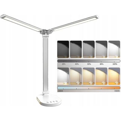 Inny producent Lampa Biurkowa Led Podwójna Mocna + Ładowarka Na Biurko Biała Sterowana Inny producent Lampa Biurkowa Led Podwójna Mocna + Ładowarka Na Biurko Biała Sterowana