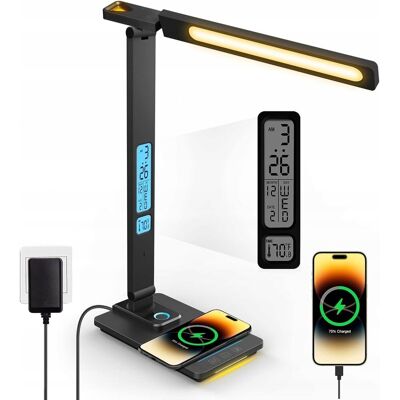 Inny producent Lampa biurkowa LED, ściemnianie. z funkcją ładowania 10W, zegar Inny producent Lampa biurkowa LED, ściemnianie. z funkcją ładowania 10W, zegar