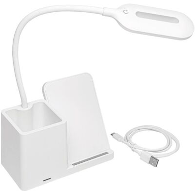 UPOMINKARNIA Lampa biurkowa ze stacją ładującą LIGHT & CHARGE, biały UPOMINKARNIA Lampa biurkowa ze stacją ładującą LIGHT & CHARGE, biały