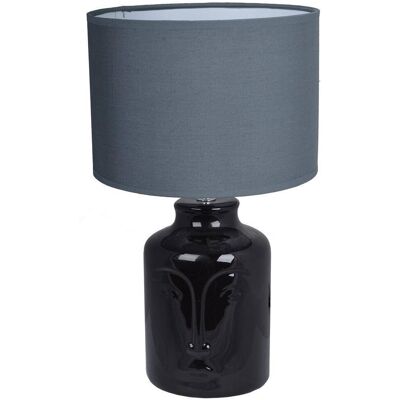 UPOMINKARNIA Lampa ceramiczna czarna twarz z szarym abażurem UPOMINKARNIA Lampa ceramiczna czarna twarz z szarym abażurem