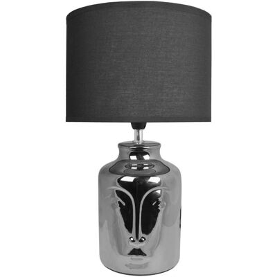UPOMINKARNIA Lampa ceramiczna srebrna twarz z czarnym abażurem UPOMINKARNIA Lampa ceramiczna srebrna twarz z czarnym abażurem