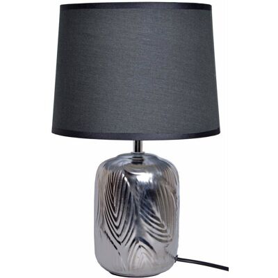 UPOMINKARNIA Lampa ceramiczna srebrna z czarnym abażurem UPOMINKARNIA Lampa ceramiczna srebrna z czarnym abażurem