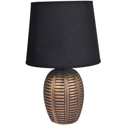 UPOMINKARNIA Lampa ceramiczna złoto czarna z czarnym abażurem UPOMINKARNIA Lampa ceramiczna złoto czarna z czarnym abażurem