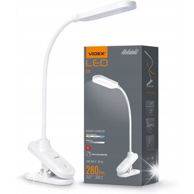 Videx Lampa LED 6W biurkowa KLIPS giętkie ramię przyciemnianie szkolna regulowana Videx Lampa LED 6W biurkowa KLIPS giętkie ramię przyciemnianie szkolna regulowana