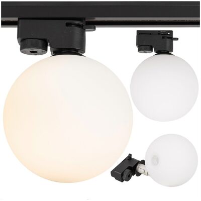 Ledhoff Lampa na szynę G9 Oprawa szklana biała kula Reflektor szynowy okrągły 12cm Ledhoff Lampa na szynę G9 Oprawa szklana biała kula Reflektor szynowy okrągły 12cm