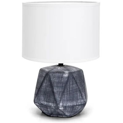 Aigostar Lampa Nocna Beczułka Na Komodę Oprawka E14/40w Szara Abażur Biały Aigostar Lampa Nocna Beczułka Na Komodę Oprawka E14/40w Szara Abażur Biały