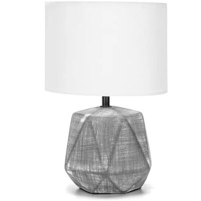 Aigostar Lampa Nocna Beczułka Na Komodę Oprawka E14/40W Szara Abażur Biały Aigostar Lampa Nocna Beczułka Na Komodę Oprawka E14/40W Szara Abażur Biały