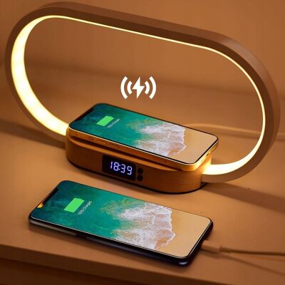 Inny producent Lampa Nocna Bezprzewodowa Ładowarka Zegar USB Inny producent Lampa Nocna Bezprzewodowa Ładowarka Zegar USB