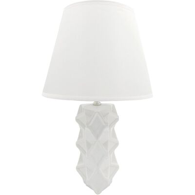 Inny producent Lampa nocna nowoczesna biała z białym kloszem stołowa glamour 40 cm Inny producent Lampa nocna nowoczesna biała z białym kloszem stołowa glamour 40 cm