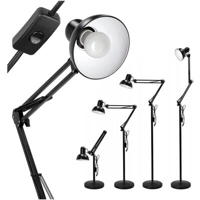 Kobi Lampa Podłogowa 2m z Regulowanym Ramieniem Metalowa CZARNA 1xE27 Nowoczesna Kobi Lampa Podłogowa 2m z Regulowanym Ramieniem Metalowa CZARNA 1xE27 Nowoczesna