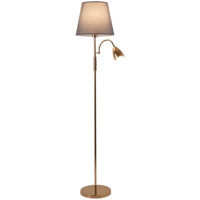 Adrilux Lampa podłogowa Artemis plus, złota podstawa, szary abażur Adrilux Lampa podłogowa Artemis plus, złota podstawa, szary abażur