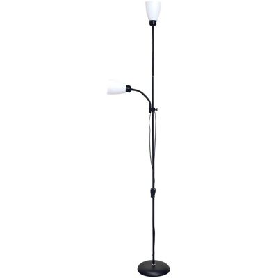 Lampa podłogowa czarna z dwoma kloszami 2xE27 176cm MADER IDEUS Lampa podłogowa czarna z dwoma kloszami 2xE27 176cm MADER IDEUS