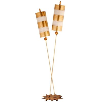 Elstead Lighting Nettle Luxe - Podwójna lampa stojąca - Złoty, Taupe, E27 Elstead Lighting Nettle Luxe - Podwójna lampa stojąca - Złoty, Taupe, E27