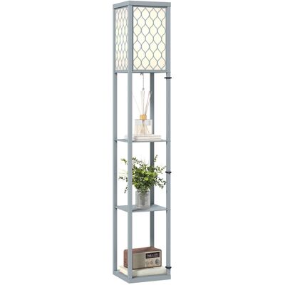 Lampa podłogowa HOMCOM do salonu z półką, lampa podłogowa z gniazdem E27 do salonu i sypialni, żarówka nie jest dołączona Lampa podłogowa HOMCOM do salonu z półką, lampa podłogowa z gniazdem E27 do salonu i sypialni, żarówka nie jest dołączona