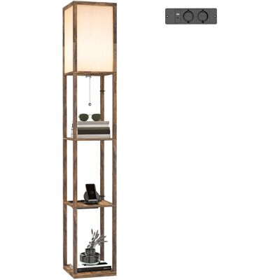 Lampa podłogowa HOMCOM z półkami, lampa podłogowa do salonu z gniazdem E27 do 40 W, porty USB, lampka nocna z akrylowym abażurem do sypialni, gabine.. Lampa podłogowa HOMCOM z półkami, lampa podłogowa do salonu z gniazdem E27 do 40 W, porty USB, lampka nocna z akrylowym abażurem do sypialni, gabine..