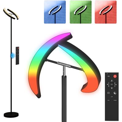 Lampa podłogowa LED HOMCOM do salonu, ściemnialna, z podwójną głowicą obrotową o 350°, pilotem, sterowaniem dotykowym, 4 temperaturami barw, timerem.. Lampa podłogowa LED HOMCOM do salonu, ściemnialna, z podwójną głowicą obrotową o 350°, pilotem, sterowaniem dotykowym, 4 temperaturami barw, timerem..